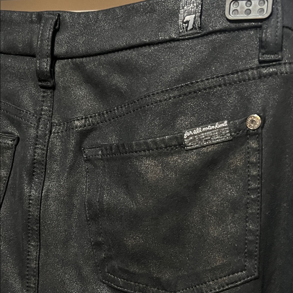 7 For All Mankind Black Faux Suede Cigarette  Pants